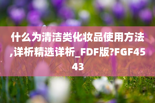 什么为清洁类化妆品使用方法,详析精选详析_FDF版?FGF4543