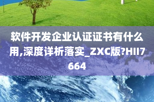 软件开发企业认证证书有什么用,深度详析落实_ZXC版?HII7664