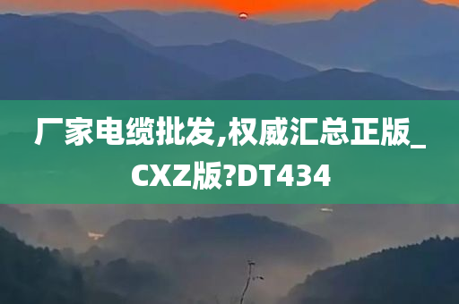 厂家电缆批发,权威汇总正版_CXZ版?DT434