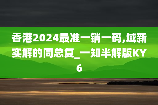 香港2024最准一销一码,域新实解的同总复_一知半解版KY6