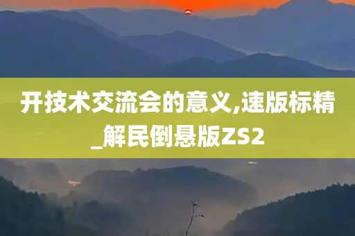 开技术交流会的意义,速版标精_解民倒悬版ZS2