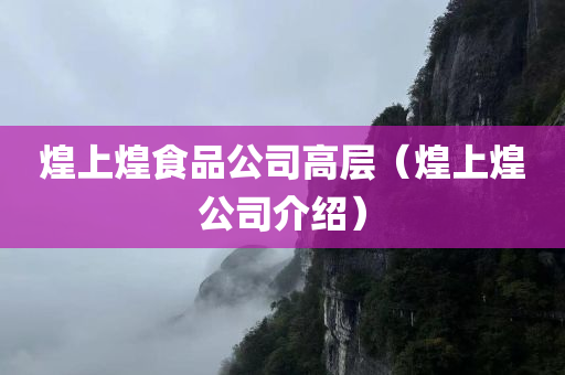 煌上煌食品公司高层（煌上煌公司介绍）