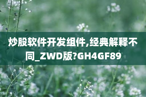 炒股软件开发组件,经典解释不同_ZWD版?GH4GF89