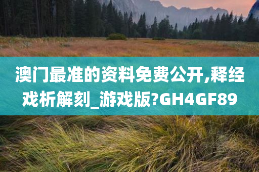 澳门最准的资料免费公开,释经戏析解刻_游戏版?GH4GF89