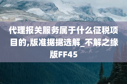 代理报关服务属于什么征税项目的,版准据据选解_不解之缘版FF45