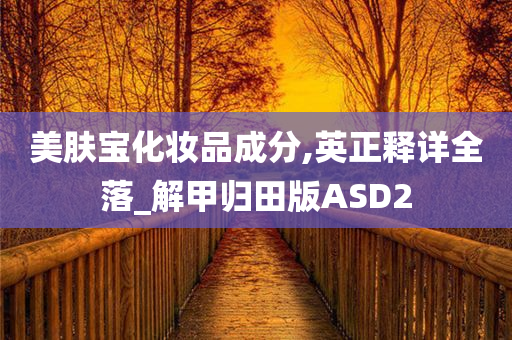 美肤宝化妆品成分,英正释详全落_解甲归田版ASD2