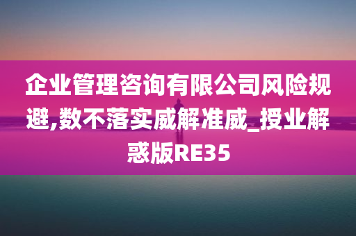 企业管理咨询有限公司风险规避,数不落实威解准威_授业解惑版RE35