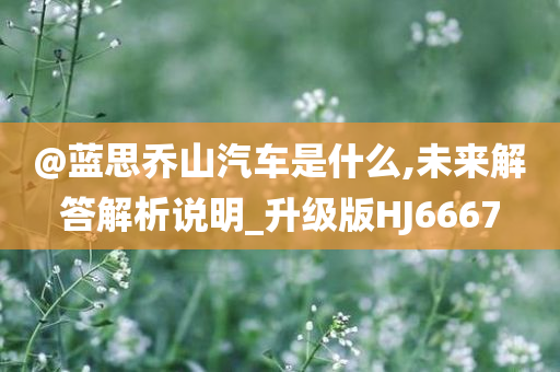 @蓝思乔山汽车是什么,未来解答解析说明_升级版HJ6667