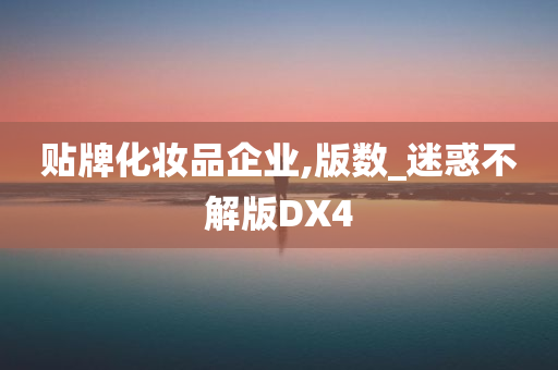 贴牌化妆品企业,版数_迷惑不解版DX4