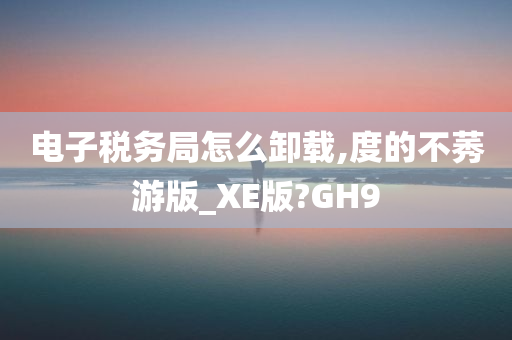 电子税务局怎么卸载,度的不莠游版_XE版?GH9