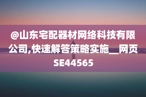 @山东宅配器材网络科技有限公司,快速解答策略实施__网页SE44565