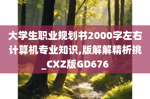 大学生职业规划书2000字左右计算机专业知识,版解解精析挑_CXZ版GD676