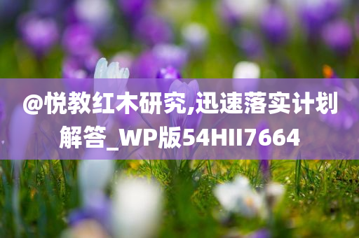 @悦教红木研究,迅速落实计划解答_WP版54HII7664