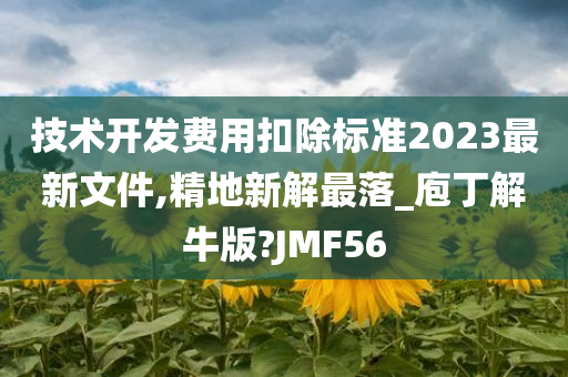 技术开发费用扣除标准2023最新文件,精地新解最落_庖丁解牛版?JMF56