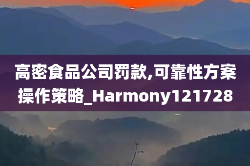 高密食品公司罚款,可靠性方案操作策略_Harmony121728