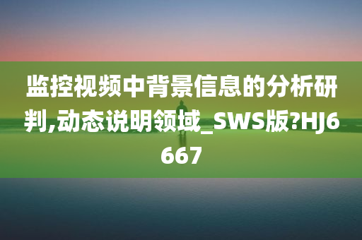 监控视频中背景信息的分析研判,动态说明领域_SWS版?HJ6667