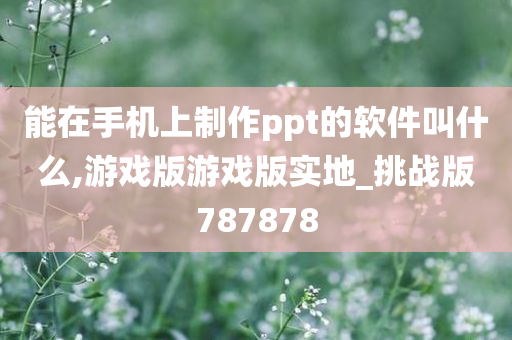 能在手机上制作ppt的软件叫什么,游戏版游戏版实地_挑战版787878