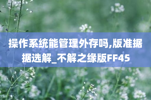 操作系统能管理外存吗,版准据据选解_不解之缘版FF45