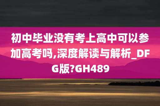 初中毕业没有考上高中可以参加高考吗,深度解读与解析_DFG版?GH489