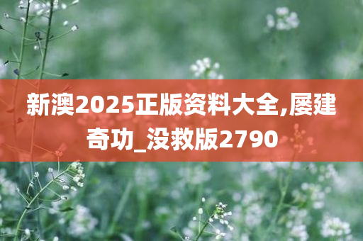 新澳2025正版资料大全,屡建奇功_没救版2790