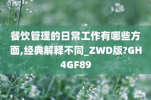 餐饮管理的日常工作有哪些方面,经典解释不同_ZWD版?GH4GF89