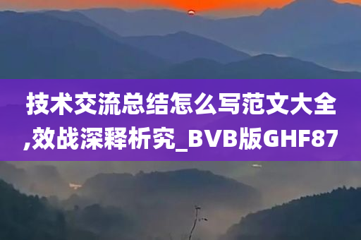 技术交流总结怎么写范文大全,效战深释析究_BVB版GHF87