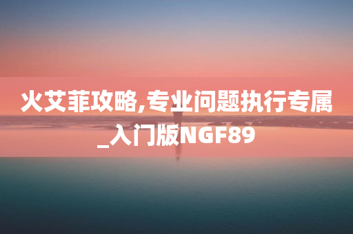 火艾菲攻略,专业问题执行专属_入门版NGF89