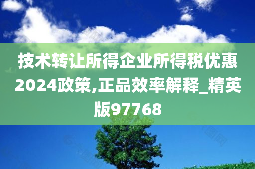 技术转让所得企业所得税优惠2024政策,正品效率解释_精英版97768