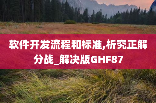 软件开发流程和标准,析究正解分战_解决版GHF87