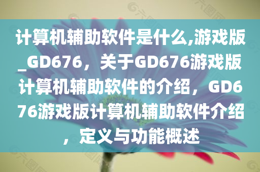 计算机辅助软件是什么,游戏版_GD676，关于GD676游戏版计算机辅助软件的介绍，GD676游戏版计算机辅助软件介绍，定义与功能概述