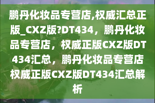 鹏丹化妆品专营店,权威汇总正版_CXZ版?DT434，鹏丹化妆品专营店，权威正版CXZ版DT434汇总，鹏丹化妆品专营店权威正版CXZ版DT434汇总解析