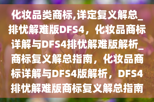 化妆品类商标,详定复义解总_排忧解难版DFS4，化妆品商标详解与DFS4排忧解难版解析_商标复义解总指南，化妆品商标详解与DFS4版解析，DFS4排忧解难版商标复义解总指南