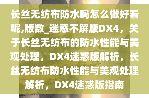 长丝无纺布防水吗怎么做好看呢,版数_迷惑不解版DX4，关于长丝无纺布的防水性能与美观处理，DX4迷惑版解析，长丝无纺布防水性能与美观处理解析，DX4迷惑版指南