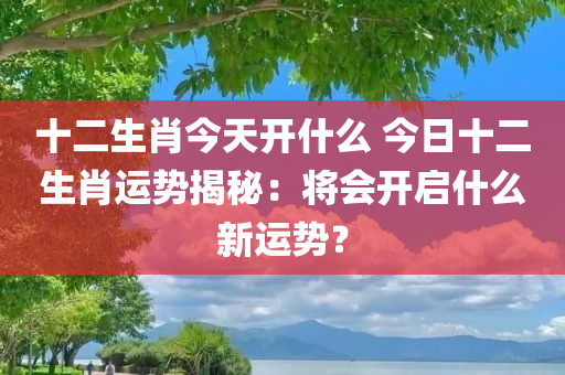 十二生肖今天开什么 今日十二生肖运势揭秘：将会开启什么新运势？