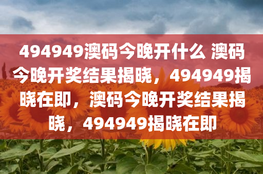 494949澳码今晚开什么 澳码今晚开奖结果揭晓，494949揭晓在即，澳码今晚开奖结果揭晓，494949揭晓在即