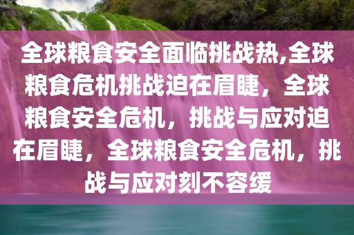 全球粮食安全面临挑战热,全球粮食危机挑战迫在眉睫，全球粮食安全危机，挑战与应对迫在眉睫，全球粮食安全危机，挑战与应对刻不容缓