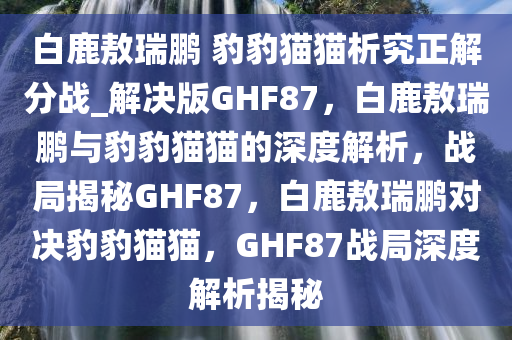 白鹿敖瑞鹏 豹豹猫猫析究正解分战_解决版GHF87，白鹿敖瑞鹏与豹豹猫猫的深度解析，战局揭秘GHF87，白鹿敖瑞鹏对决豹豹猫猫，GHF87战局深度解析揭秘