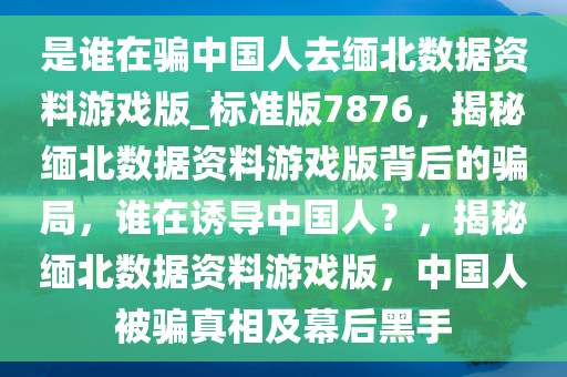 是谁在骗中国人去缅北数据资料游戏版_标准版7876，揭秘缅北数据资料游戏版背后的骗局，谁在诱导中国人？，揭秘缅北数据资料游戏版，中国人被骗真相及幕后黑手