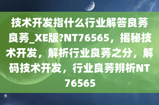 技术开发指什么行业解答良莠良莠_XE版?NT76565，揭秘技术开发，解析行业良莠之分，解码技术开发，行业良莠辨析NT76565