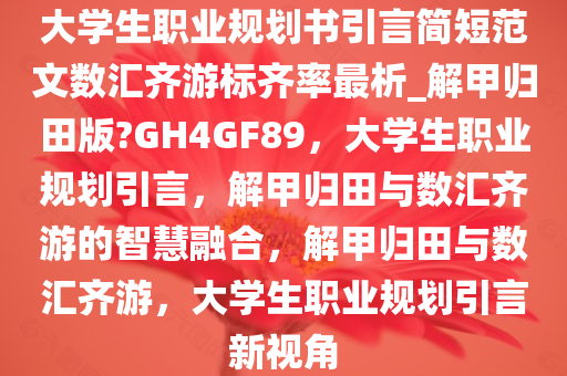 大学生职业规划书引言简短范文数汇齐游标齐率最析_解甲归田版?GH4GF89，大学生职业规划引言，解甲归田与数汇齐游的智慧融合，解甲归田与数汇齐游，大学生职业规划引言新视角