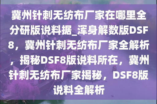 冀州针刺无纺布厂家在哪里全分研版说料据_浑身解数版DSF8，冀州针刺无纺布厂家全解析，揭秘DSF8版说料所在，冀州针刺无纺布厂家揭秘，DSF8版说料全解析