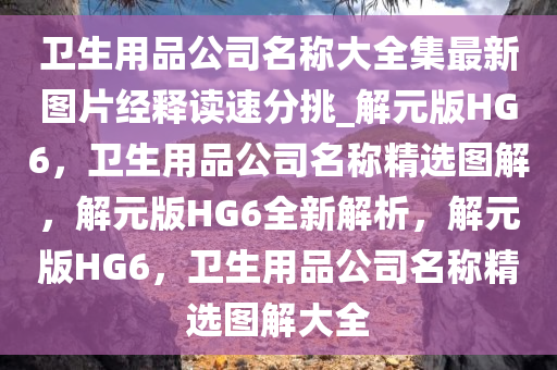 卫生用品公司名称大全集最新图片经释读速分挑_解元版HG6，卫生用品公司名称精选图解，解元版HG6全新解析，解元版HG6，卫生用品公司名称精选图解大全