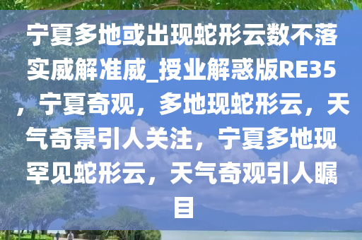 宁夏多地或出现蛇形云数不落实威解准威_授业解惑版RE35，宁夏奇观，多地现蛇形云，天气奇景引人关注，宁夏多地现罕见蛇形云，天气奇观引人瞩目