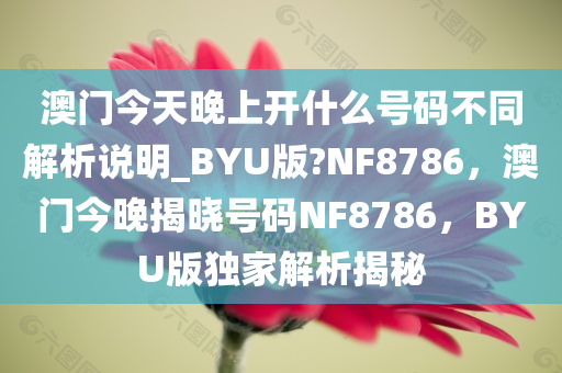 澳门今天晚上开什么号码不同解析说明_BYU版?NF8786，澳门今晚揭晓号码NF8786，BYU版独家解析揭秘