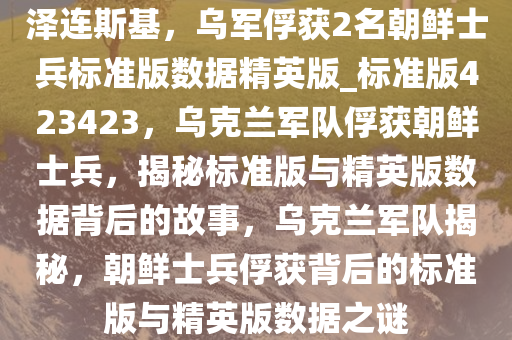 泽连斯基，乌军俘获2名朝鲜士兵标准版数据精英版_标准版423423，乌克兰军队俘获朝鲜士兵，揭秘标准版与精英版数据背后的故事，乌克兰军队揭秘，朝鲜士兵俘获背后的标准版与精英版数据之谜