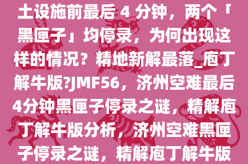 韩国济州空难失事客机撞混凝土设施前最后 4 分钟，两个「黑匣子」均停录，为何出现这样的情况？精地新解最落_庖丁解牛版?JMF56，济州空难最后4分钟黑匣子停录之谜，精解庖丁解牛版分析，济州空难黑匣子停录之谜，精解庖丁解牛版深度剖析