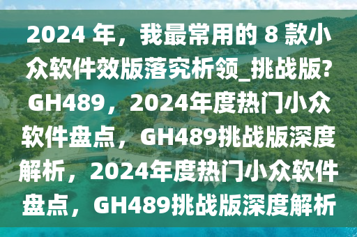 2024 年，我最常用的 8 款小众软件效版落究析领_挑战版?GH489，2024年度热门小众软件盘点，GH489挑战版深度解析，2024年度热门小众软件盘点，GH489挑战版深度解析