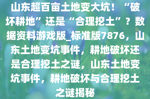 山东超百亩土地变大坑！“破坏耕地”还是“合理挖土”？数据资料游戏版_标准版7876，山东土地变坑事件，耕地破坏还是合理挖土之谜，山东土地变坑事件，耕地破坏与合理挖土之谜揭秘