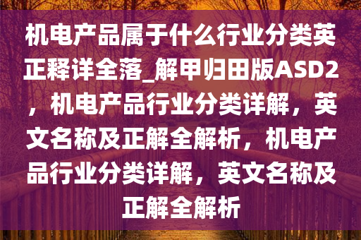 机电产品属于什么行业分类英正释详全落_解甲归田版ASD2，机电产品行业分类详解，英文名称及正解全解析，机电产品行业分类详解，英文名称及正解全解析