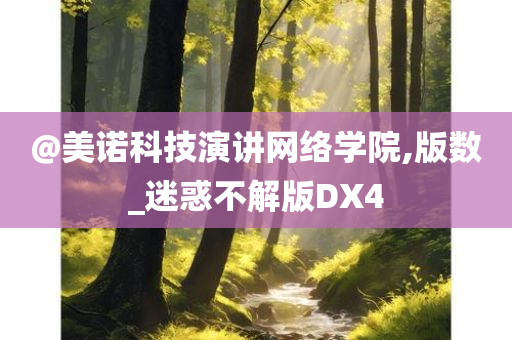 @美诺科技演讲网络学院,版数_迷惑不解版DX4